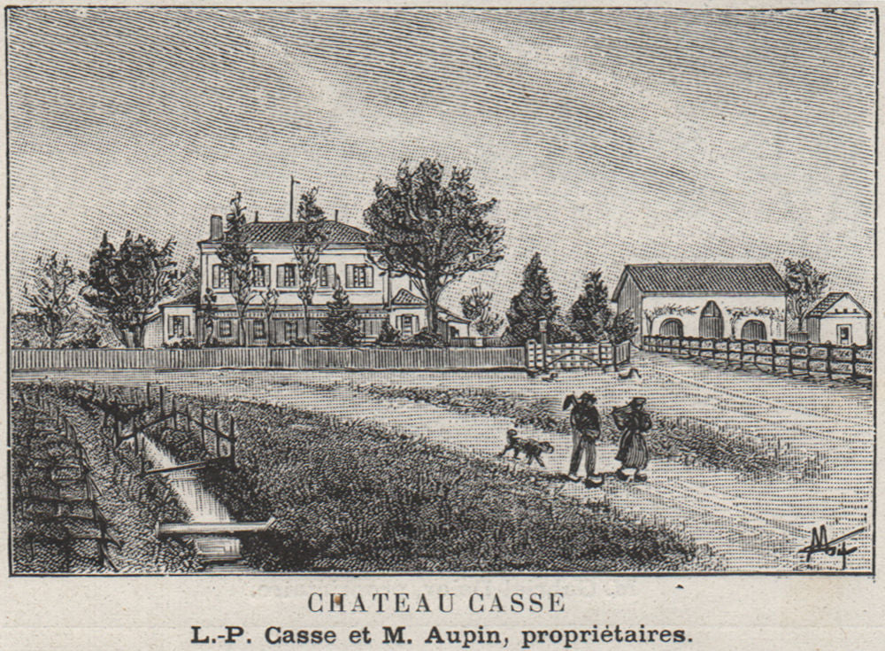 MÉDOC. LISTRAC. Chateau Casse. Aupins. Bordeaux. SMALL 1908 old antique print
